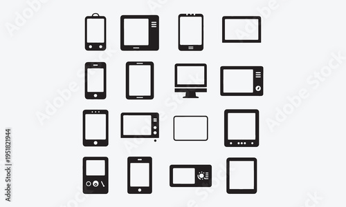 Devices icon set. Containing Gadget, technology, mobile, computer, tablet and more. Vector illustration