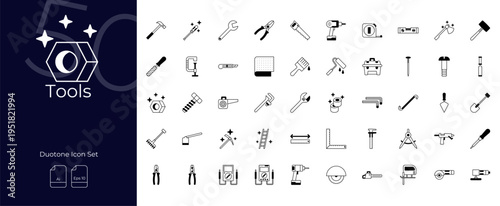 Tools Duotone Editable Icons set