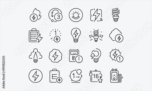 Ecology energy icon set. Containing renewable energy, ecology, green electricity, and more.Vector illustration