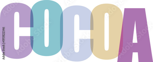 Cocoa colorful typography on white background
