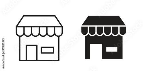 Local store icon. Black and White Vector Illustrations. line icon vector pictogram