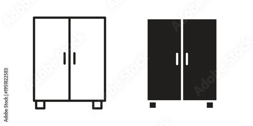 Locker icon. Black and White Vector Illustrations. line icon vector pictogram