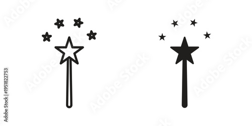 Magic wand icon. Black and White Vector Illustrations. line icon vector pictogram