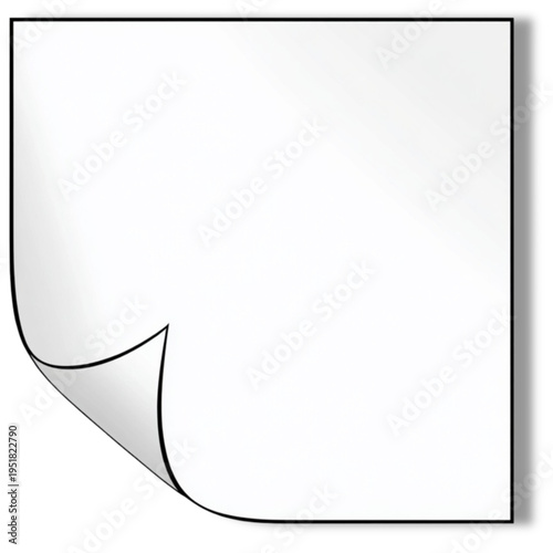 Sheet of paper corner curled up.