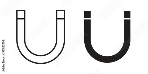 Magnet icon. Black and White Vector Illustrations. line icon vector pictogram