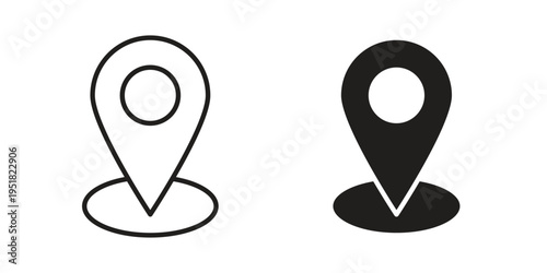Map marker icon. Black and White Vector Illustrations. line icon vector pictogram