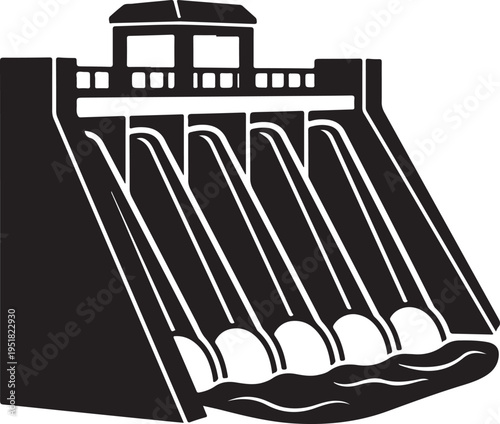 Hydroelectric Dam Icon Vector Illustration for Energy Infrastructure
