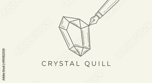 Elegant Crystal Quill Pen Illustration - Artistic Writing Concept