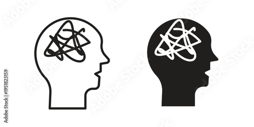 Mental disorder icon. Black and White Vector Illustrations. line icon vector pictogram