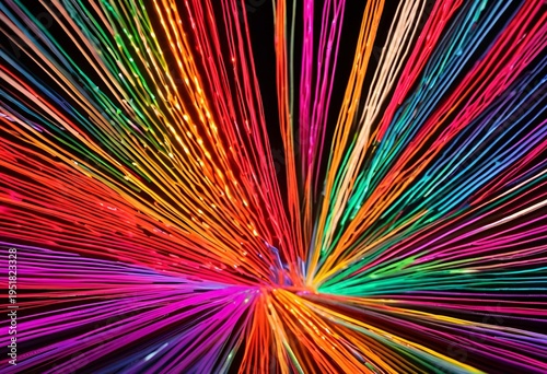 Glowing fiber optic cables transmitting light data rapidly.
