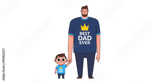Father and son standing together best dad ever illustration