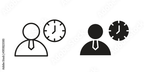 Office hours icon. Black and White Vector Illustrations. line icon vector pictogram