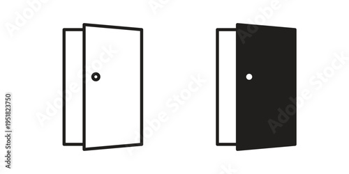Open door icon. Black and White Vector Illustrations. line icon vector pictogram