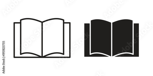 open book icon. Black and White Vector Illustrations. line icon vector pictogram
