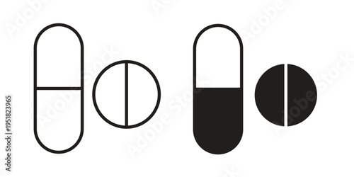 Painkiller pills icon. Black and White Vector Illustrations. line icon vector pictogram