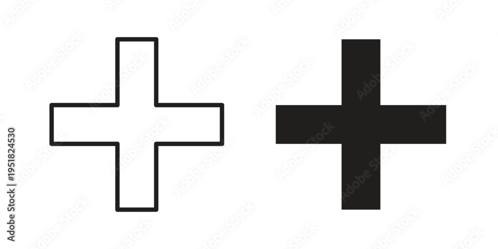 Fototapeta premium Plus icon. Black and White Vector Illustrations. line icon vector pictogram