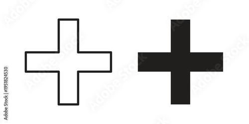 Plus icon. Black and White Vector Illustrations. line icon vector pictogram