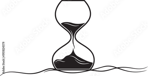 Minimalist Hourglass Line Art Icon for Time Management Concept