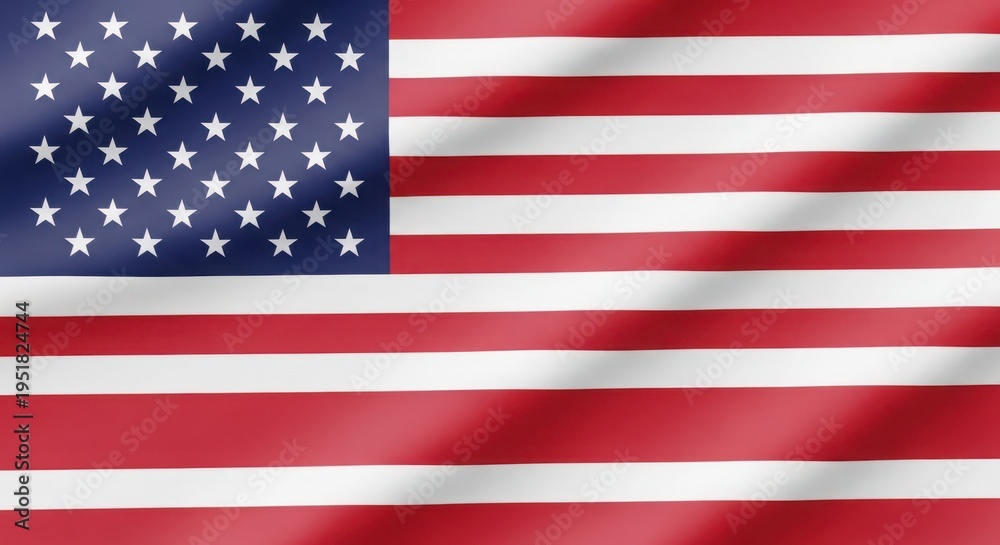 Fototapeta premium American flag waving with sunlight and shadows