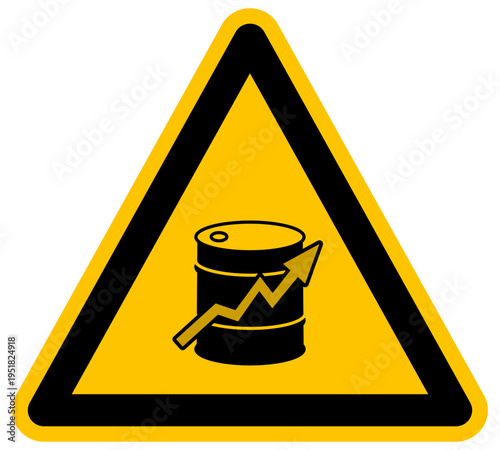 Señal de advertencia con barril de petróleo y flecha de aumento de precios economía energía y petróleo ilustración vectorial