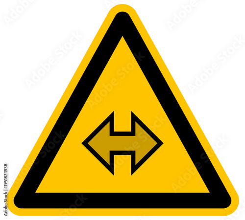 Señal de advertencia amarilla con flecha doble horizontal dirección y movimiento lateral ilustración vectorial