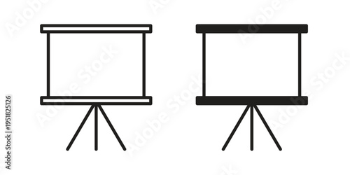 Presentation board icon. Black and White Vector Illustrations. line icon vector pictogram