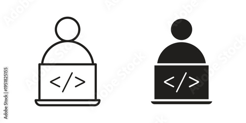 Programmer icon. Black and White Vector Illustrations. line icon vector pictogram