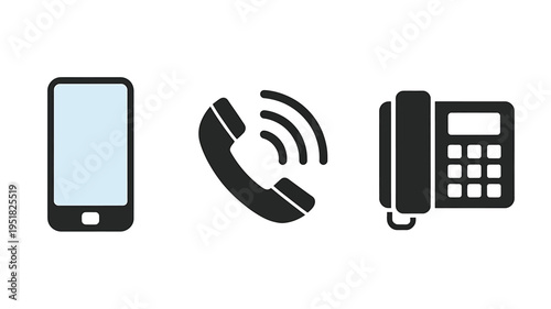 Phone mobile smartphone device communication technology icons set