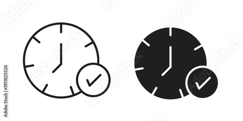 Save time icon. Black and White Vector Illustrations. line icon vector pictogram