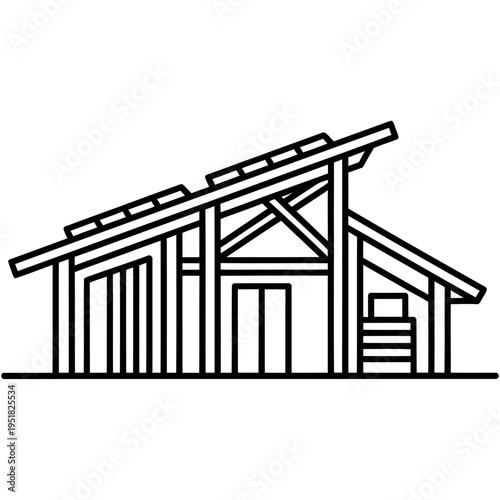 Modern minimalist house with exposed beams and sloping roof simple architectural design element