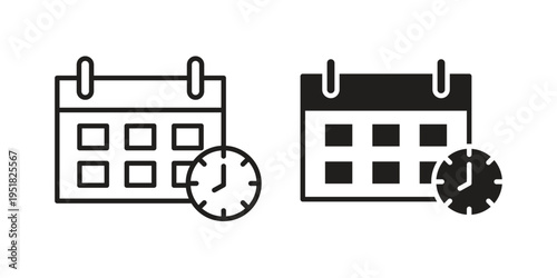 Schedule icon. Black and White Vector Illustrations. line icon vector pictogram