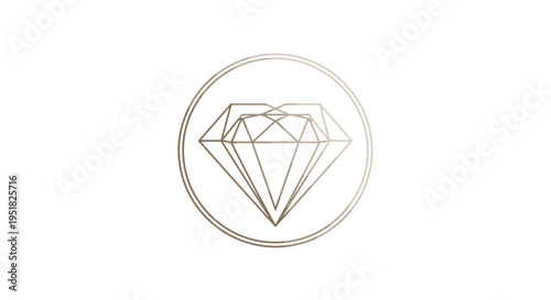 Elegant Diamond Illustration Inside Circular Frame - Luxury Symbol