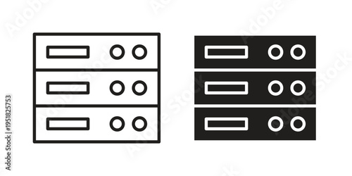 Server rack icon. Black and White Vector Illustrations. line icon vector pictogram