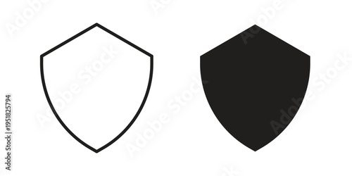 Shield icon. Black and White Vector Illustrations. line icon vector pictogram