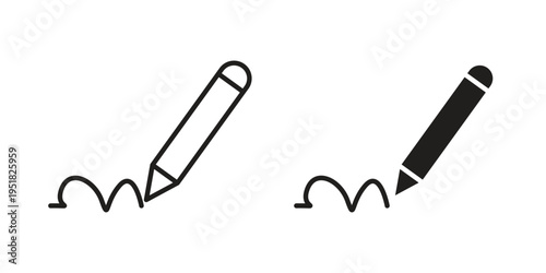 Signature icon. Black and White Vector Illustrations. line icon vector pictogram