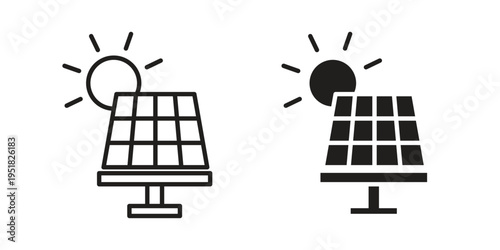 Solar energy icon. Black and White Vector Illustrations. line icon vector pictogram