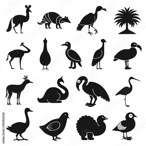 Silhouetted Animal Collection: Wildlife, Birds, and Exotic Animals