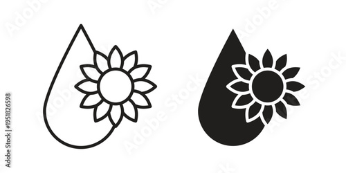 Sunflower oil icon. Black and White Vector Illustrations. line icon vector pictogram