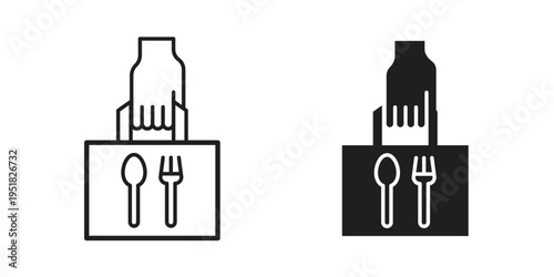 Take away food icon. Black and White Vector Illustrations. line icon vector pictogram