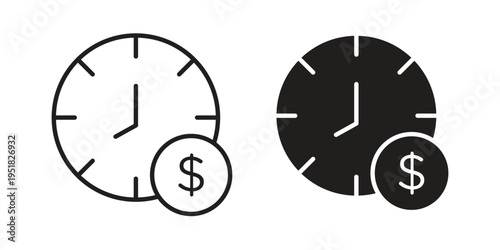 Time is money icon. Black and White Vector Illustrations. line icon vector pictogram