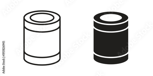 Tin can icon. Black and White Vector Illustrations. line icon vector pictogram