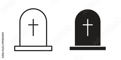 Tombstone icon. Black and White Vector Illustrations. line icon vector pictogram