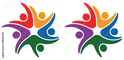 abstract people unity diversity logo set
