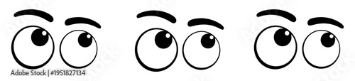 cartoon eyes upward gaze icon set