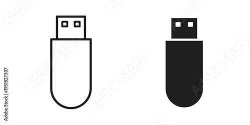 Usb icon. Black and White Vector Illustrations. line icon vector pictogram