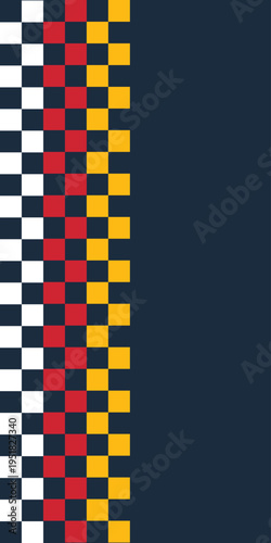 Colorful chess board square pattern background. Racing flags yellow, red and white color