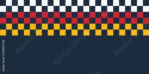 Colorful chess board square pattern background. Racing flags yellow, red and white color