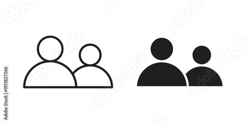 Users icon. Black and White Vector Illustrations. line icon vector pictogram