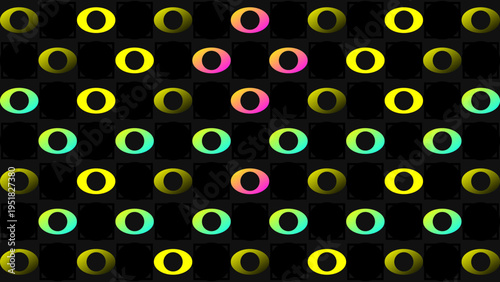 Whimsical Whole Note Pattern on Black Background vector illustration