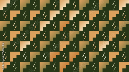 Abstract Geometric Pattern with Golden Tiled Steps vector illustration